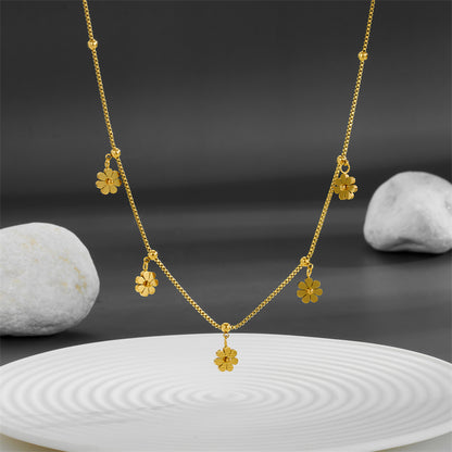 Sweet Simple Style Daisy Titanium Steel Plating 18k Gold Plated Pendant Necklace