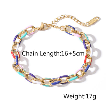 Hip-hop Commute Colorful Titanium Steel Enamel Plating 18k Gold Plated Bracelets