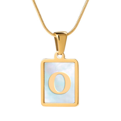 Casual Commute Letter Stainless Steel Plating Inlay Shell 18k Gold Plated Pendant Necklace