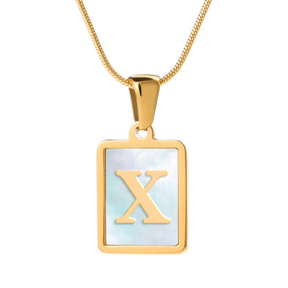 Casual Commute Letter Stainless Steel Plating Inlay Shell 18k Gold Plated Pendant Necklace