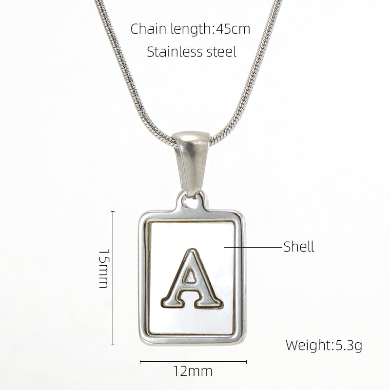 Casual Commute Letter Stainless Steel Plating Inlay Shell 18k Gold Plated Pendant Necklace