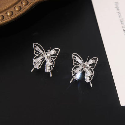 Streetwear Butterfly Alloy Hollow Out Inlay Zircon Women's Ear Studs