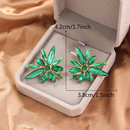 1 Pair Vintage Style Exaggerated Flower Plating Inlay Alloy Rhinestones Gold Plated Ear Studs