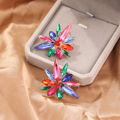 1 Pair Vintage Style Exaggerated Flower Plating Inlay Alloy Rhinestones Gold Plated Ear Studs