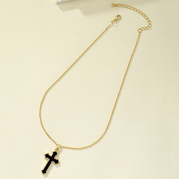 Retro French Style Cross Alloy Plating Women's Pendant Necklace