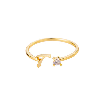 Ig Style Simple Style Letter Copper Plating Inlay Zircon 18k Gold Plated Open Ring