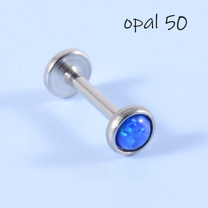 Simple Style Round Stainless Steel Artificial Gemstones Lip Stud Ear Studs In Bulk