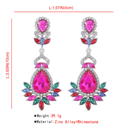 Elegant Vintage Style Shiny Geometric Alloy Inlay Rhinestones Women's Drop Earrings