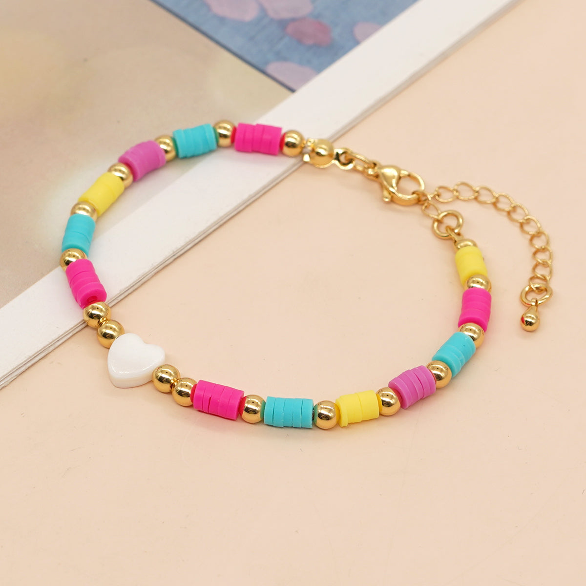 Casual Pentagram Letter Heart Shape Glass Glass Soft Clay Beaded Women's Bracelets