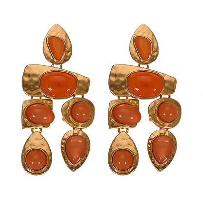 1 Pair Streetwear Water Droplets Inlay Alloy Artificial Gemstones Drop Earrings