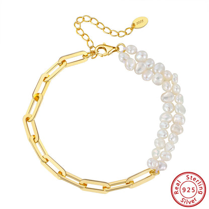 Wholesale Elegant Simple Style Round Sterling Silver Beaded Plating 14k Gold Plated White Gold Plated Bracelets