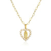 Classic Style Shiny Cross Heart Shape Copper Inlay Artificial Pearls Zircon Pendant Necklace