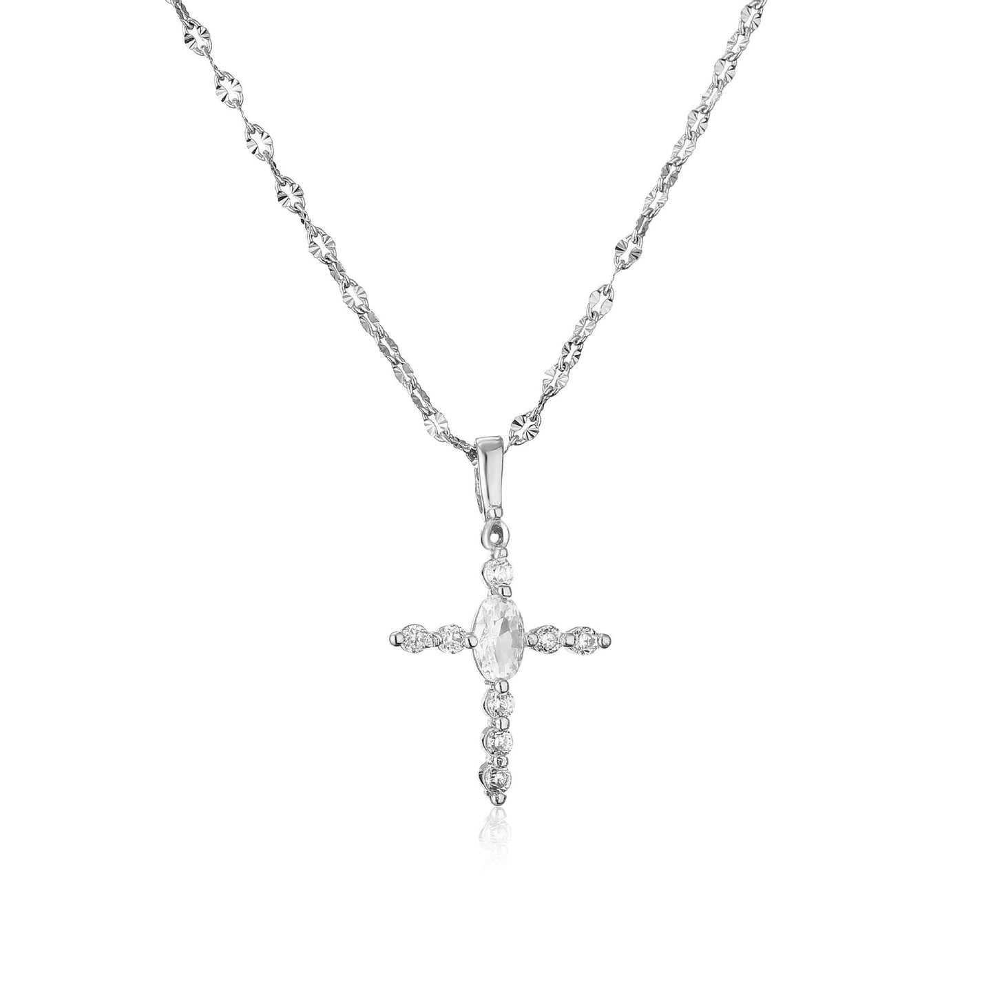 Classic Style Shiny Cross Heart Shape Copper Inlay Artificial Pearls Zircon Pendant Necklace