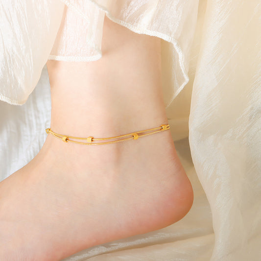 Wholesale Jewelry Simple Style Geometric Titanium Steel 18k Gold Plated Anklet