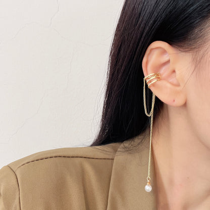 Simple Style Korean Style Tassel Alloy Inlay Pearl Women's Ear Clips