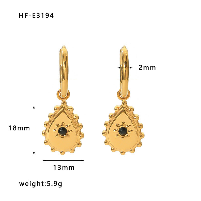 1 Pair Elegant Classic Style Water Droplets Plating Inlay Stainless Steel Zircon 18k Gold Plated Drop Earrings