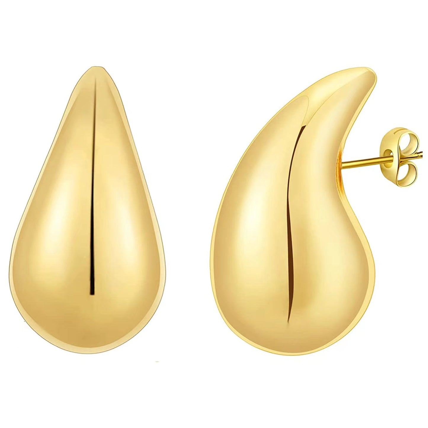 1 Pair Elegant U Shape Stripe Water Droplets Plating Stainless Steel 18k Gold Plated Ear Studs