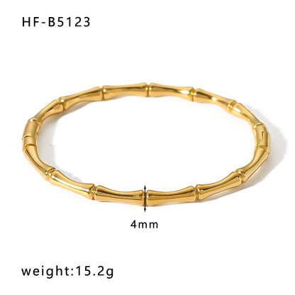 Basic Retro Leaf Solid Color Knot Stainless Steel Plating Inlay Zircon 18k Gold Plated Bangle