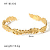 Basic Retro Leaf Solid Color Knot Stainless Steel Plating Inlay Zircon 18k Gold Plated Bangle