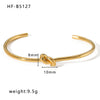 Basic Retro Leaf Solid Color Knot Stainless Steel Plating Inlay Zircon 18k Gold Plated Bangle