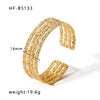 Basic Retro Leaf Solid Color Knot Stainless Steel Plating Inlay Zircon 18k Gold Plated Bangle