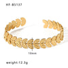 Basic Retro Leaf Solid Color Knot Stainless Steel Plating Inlay Zircon 18k Gold Plated Bangle