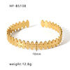 Basic Retro Leaf Solid Color Knot Stainless Steel Plating Inlay Zircon 18k Gold Plated Bangle