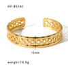 Basic Retro Leaf Solid Color Knot Stainless Steel Plating Inlay Zircon 18k Gold Plated Bangle