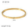 Basic Retro Leaf Solid Color Knot Stainless Steel Plating Inlay Zircon 18k Gold Plated Bangle