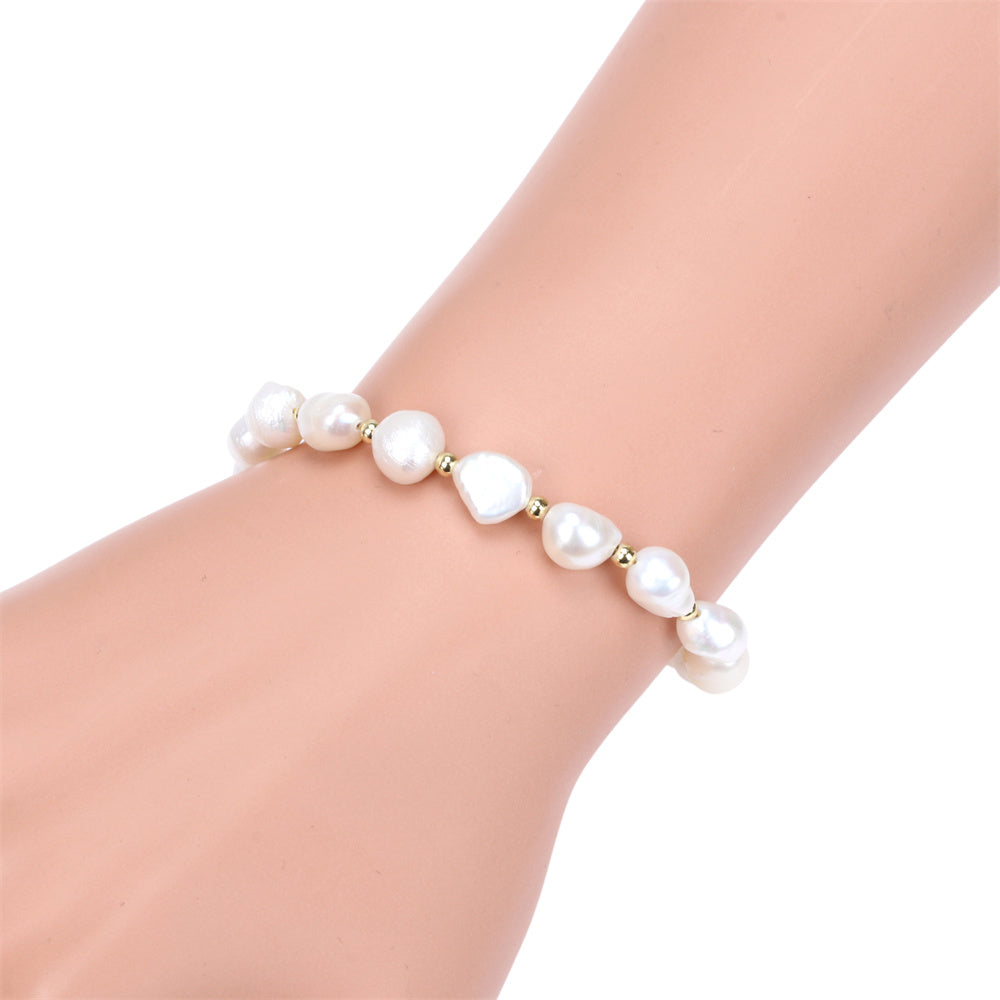 Simple Style Irregular Freshwater Pearl Plating 18k Gold Plated Bracelets