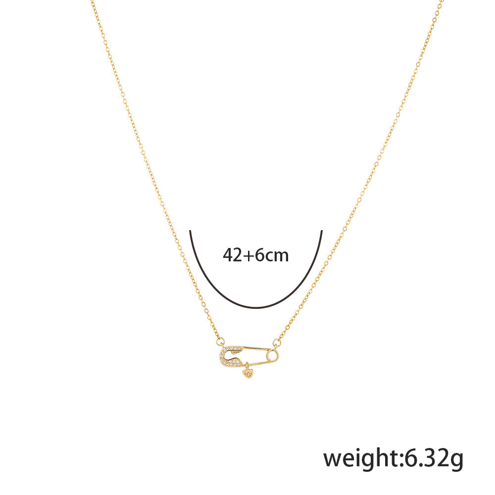 Simple Style Commute Paper Clip Alloy Plating Inlay Rhinestones Women's Pendant Necklace