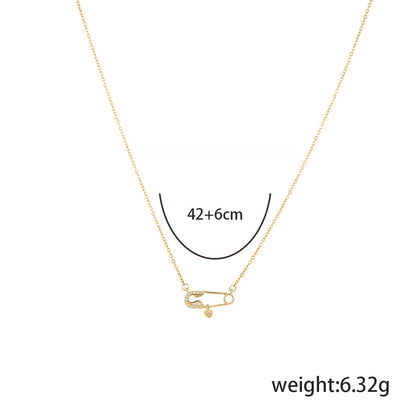 Simple Style Commute Paper Clip Alloy Plating Inlay Rhinestones Women's Pendant Necklace