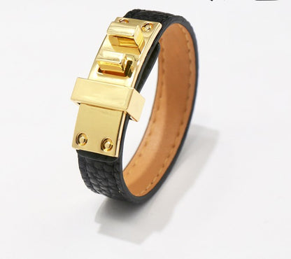 Ig Style Solid Color Pu Leather Alloy Plating Unisex Bangle