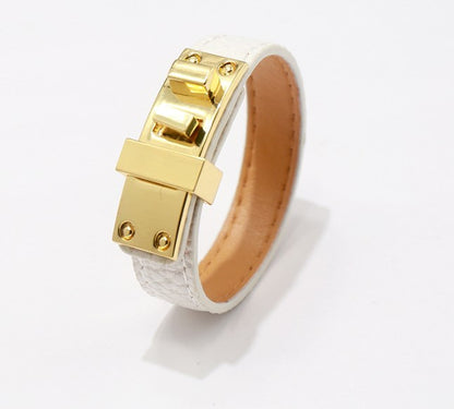 Ig Style Solid Color Pu Leather Alloy Plating Unisex Bangle