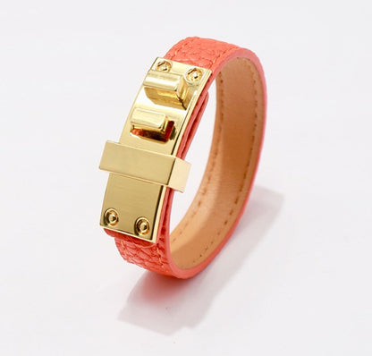 Ig Style Solid Color Pu Leather Alloy Plating Unisex Bangle