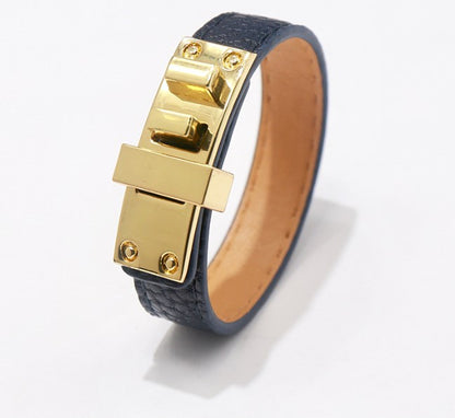 Ig Style Solid Color Pu Leather Alloy Plating Unisex Bangle