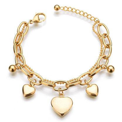 Streetwear Heart Shape Stainless Steel Plating Bracelets