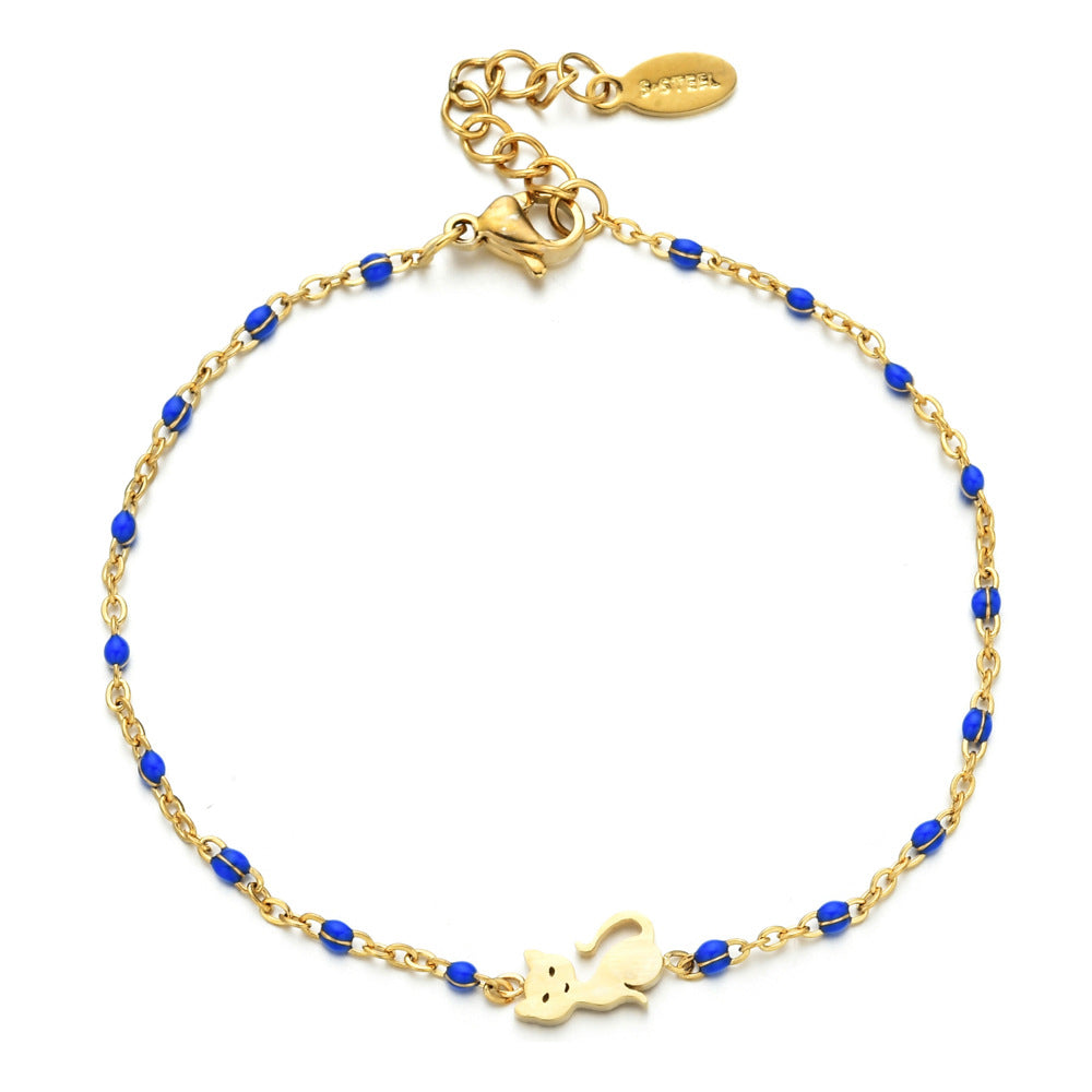 Simple Style Cat Stainless Steel Plating 18k Gold Plated Bracelets