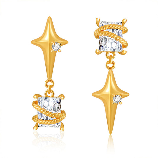 1 Pair Lady Simple Style Star Plating Inlay Copper Zircon Drop Earrings