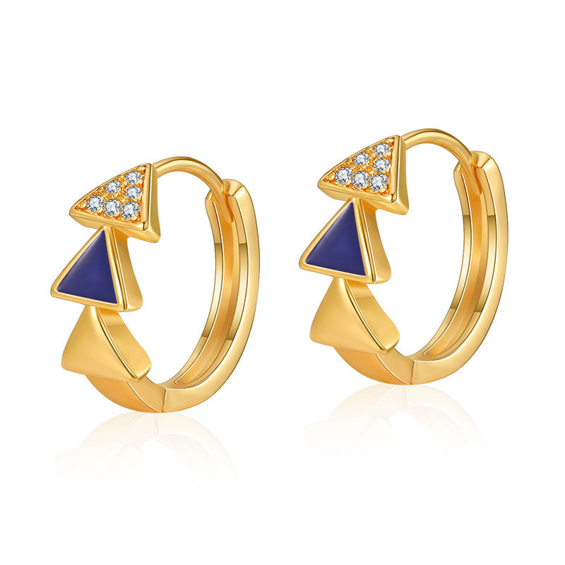 1 Pair Retro Sweet Triangle Devil's Eye Heart Shape Enamel Plating Inlay Copper Zircon 18k Gold Plated Ear Studs