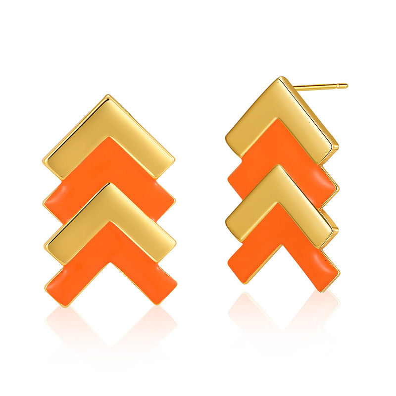 1 Pair Retro Sweet Triangle Devil's Eye Heart Shape Enamel Plating Inlay Copper Zircon 18k Gold Plated Ear Studs