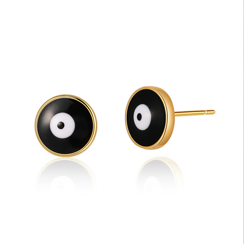 1 Pair Retro Sweet Triangle Devil's Eye Heart Shape Enamel Plating Inlay Copper Zircon 18k Gold Plated Ear Studs