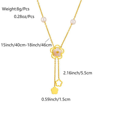 Elegant Tassel Flower Stainless Steel Plating 18k Gold Plated Pendant Necklace