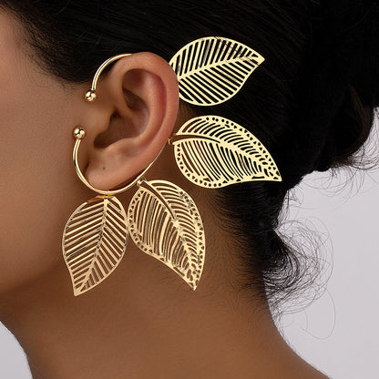 Fairy Style Oversized Leaves Alloy Plating Gold Plated Women's Ear Clips