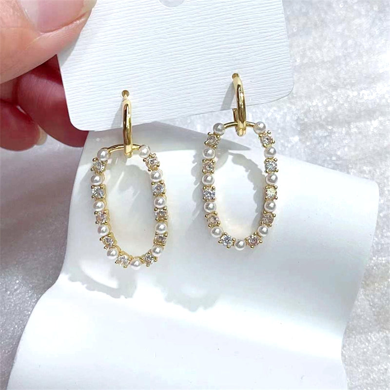 1 Pair Streetwear Round Plating Inlay Copper Zircon Gold Plated Hoop Earrings Drop Earrings Ear Studs