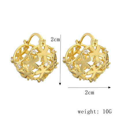 1 Pair Streetwear Round Plating Inlay Copper Zircon Gold Plated Hoop Earrings Drop Earrings Ear Studs