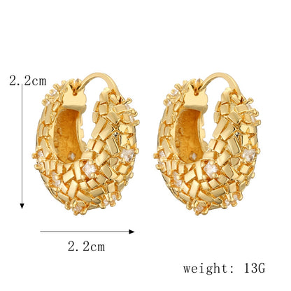 1 Pair Streetwear Round Plating Inlay Copper Zircon Gold Plated Hoop Earrings Drop Earrings Ear Studs