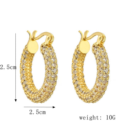 1 Pair Streetwear Round Plating Inlay Copper Zircon Gold Plated Hoop Earrings Drop Earrings Ear Studs