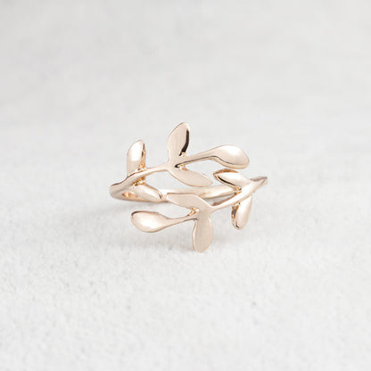 Retro Simple Style Streetwear Leaf Copper Open Ring