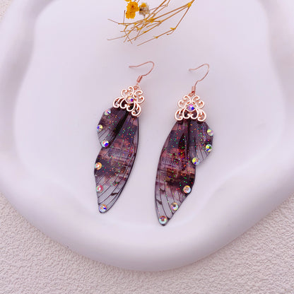 Sweet Leaf Copper Rhinestones Drop Earrings 1 Pair